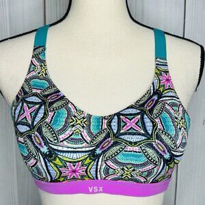 Victorias Secret VSX Womens Geometric Kaleidoscope Racerback Sports Bra Sz 32B